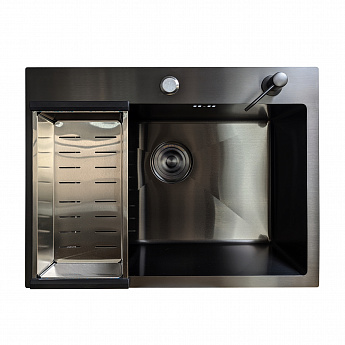 картинка Кухонная мойка Gerda GS 6045 G 4 в 1 графит (мойка, дозатор для мыла, коландер и сифон) 